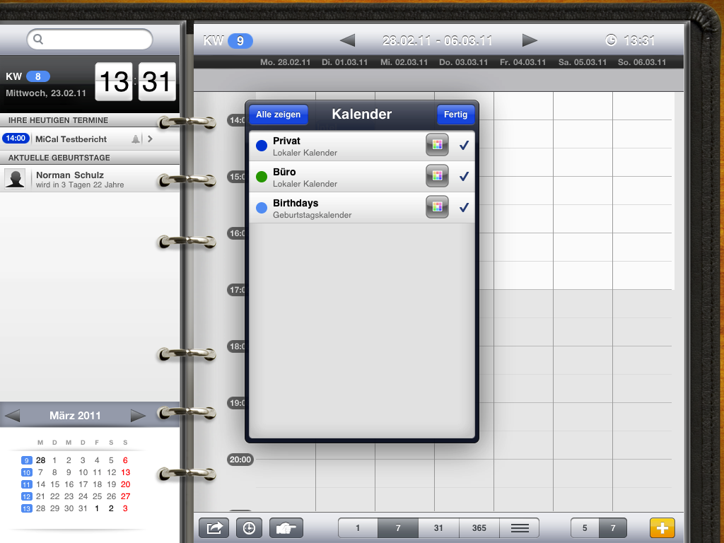miCal HD – alternatives Kalender-Frontend für iPad im Test