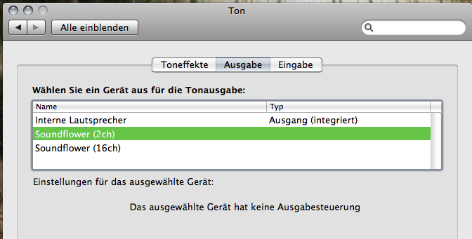 Soundflower - Systemsteuerung