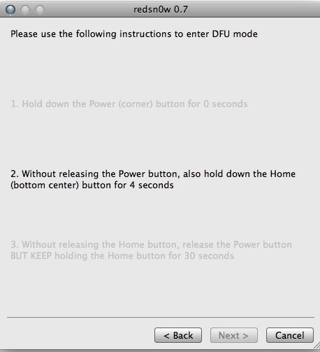 redsn0w 0.7 - DFU Modus