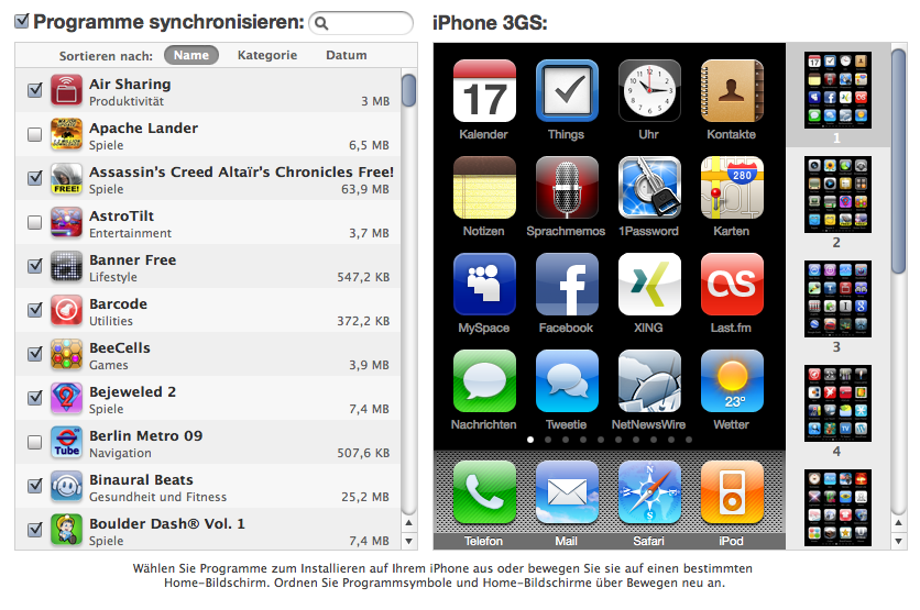 iTunes 9 - Apps installieren