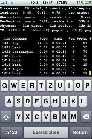 iPhone-Terminal - Screenshot
