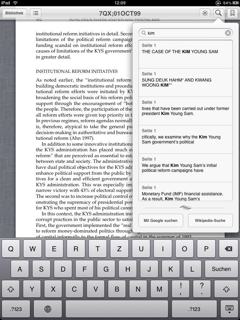 iBooks 1.1 - PDF durchsuchen