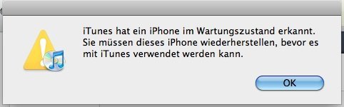 iPhone im Wartungszustand erkannt