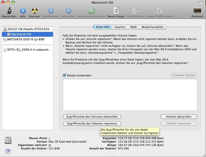 OS X 10.6.5 - Zugriffsberechtigungen reparieren