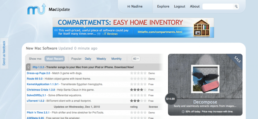 MacUpdate-Homepage in neuem Design