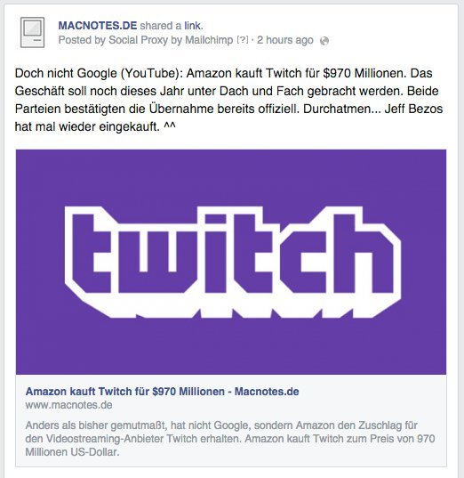 Macnotes - Beispiel aus Facebook News Feed