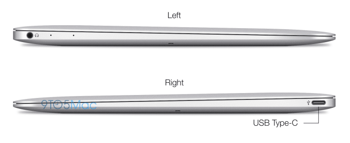 MacBook Air Retina - Seitenansicht links und rechts eines möglichen Prototyps.