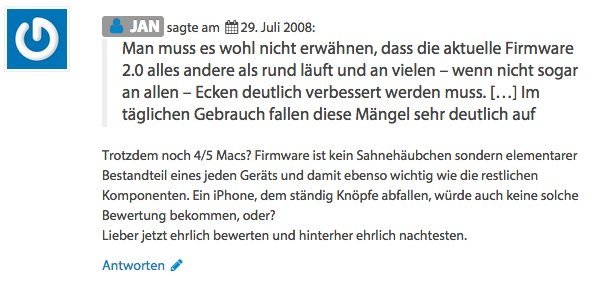 Leser-Kommentar - Kritik an Wertung