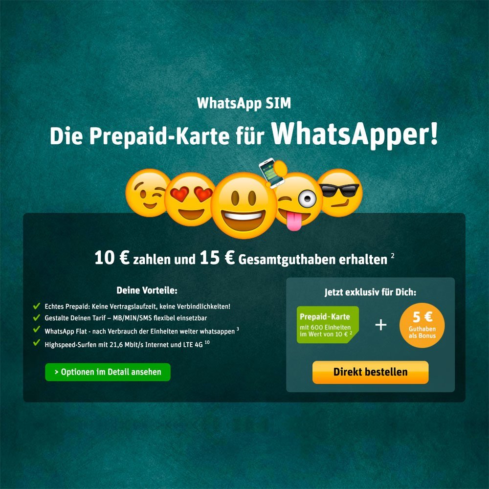 WhatsApp SIM Angebotsbanner