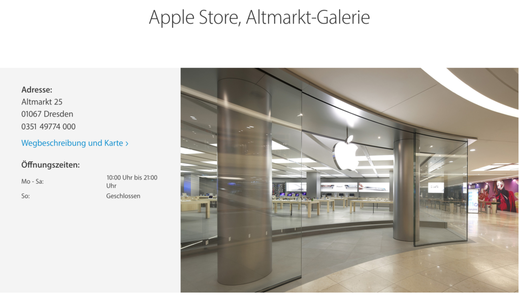 Alter Name für den Apple Store in Dresden