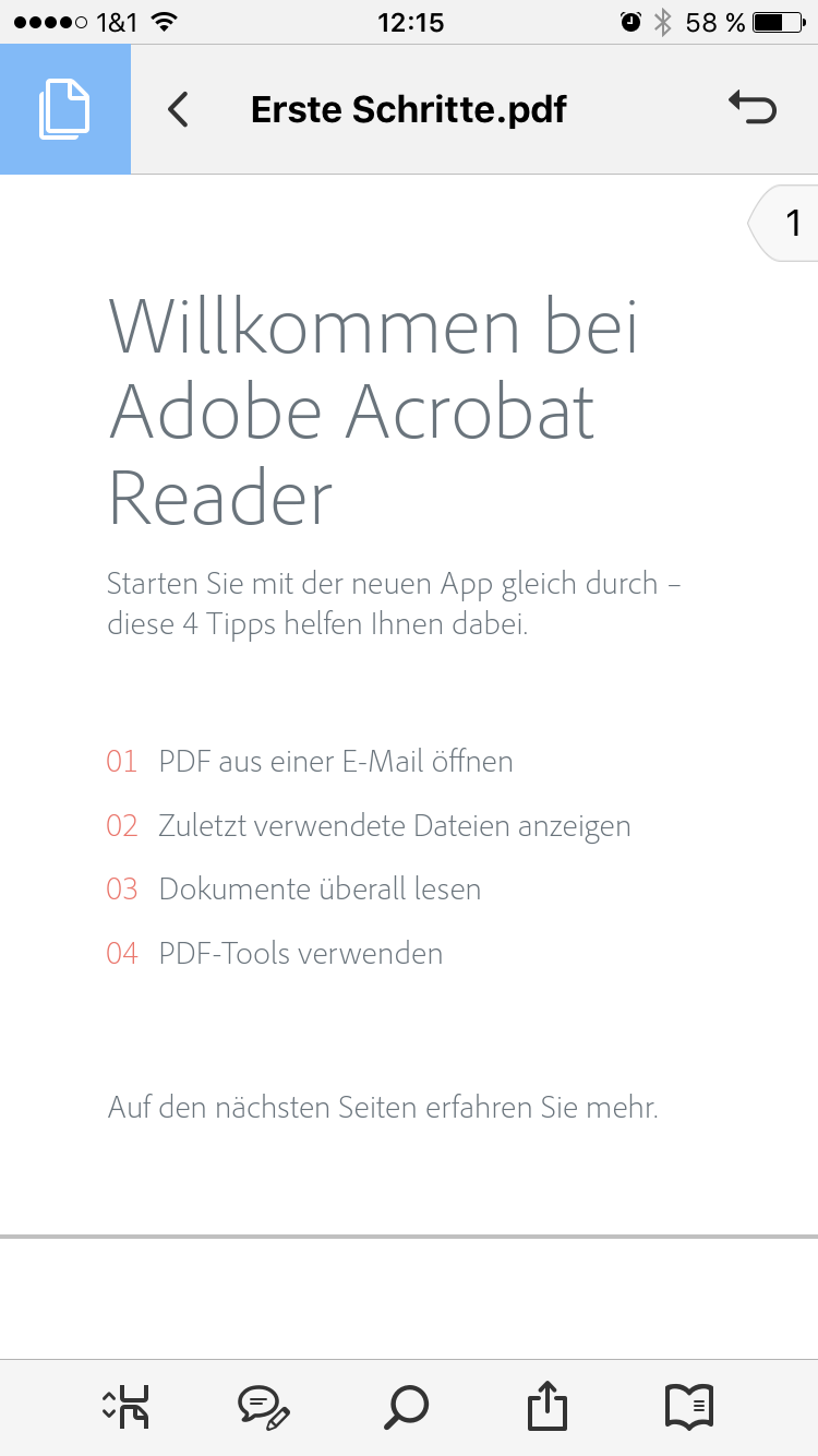 Adobe Acrobat Reader App (PDF ansehen) - Screenshot