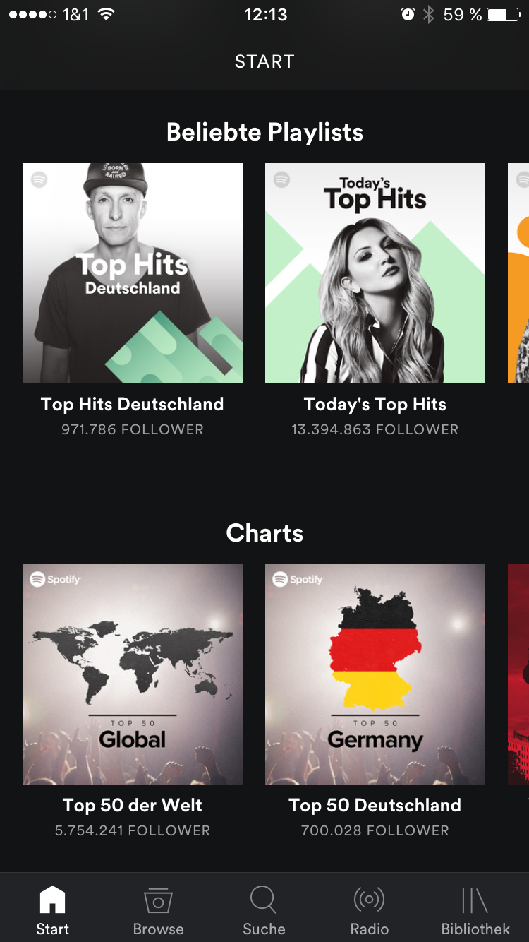 Spotify App (Beliebte Playlists) - Screenshot