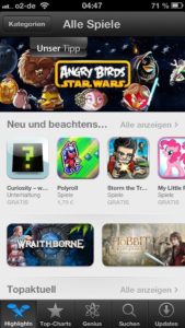 Update der Ansicht für die Games-Rubrik im App Store