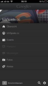 Google Plus iOS – Fanseiten-Übersichtsansicht