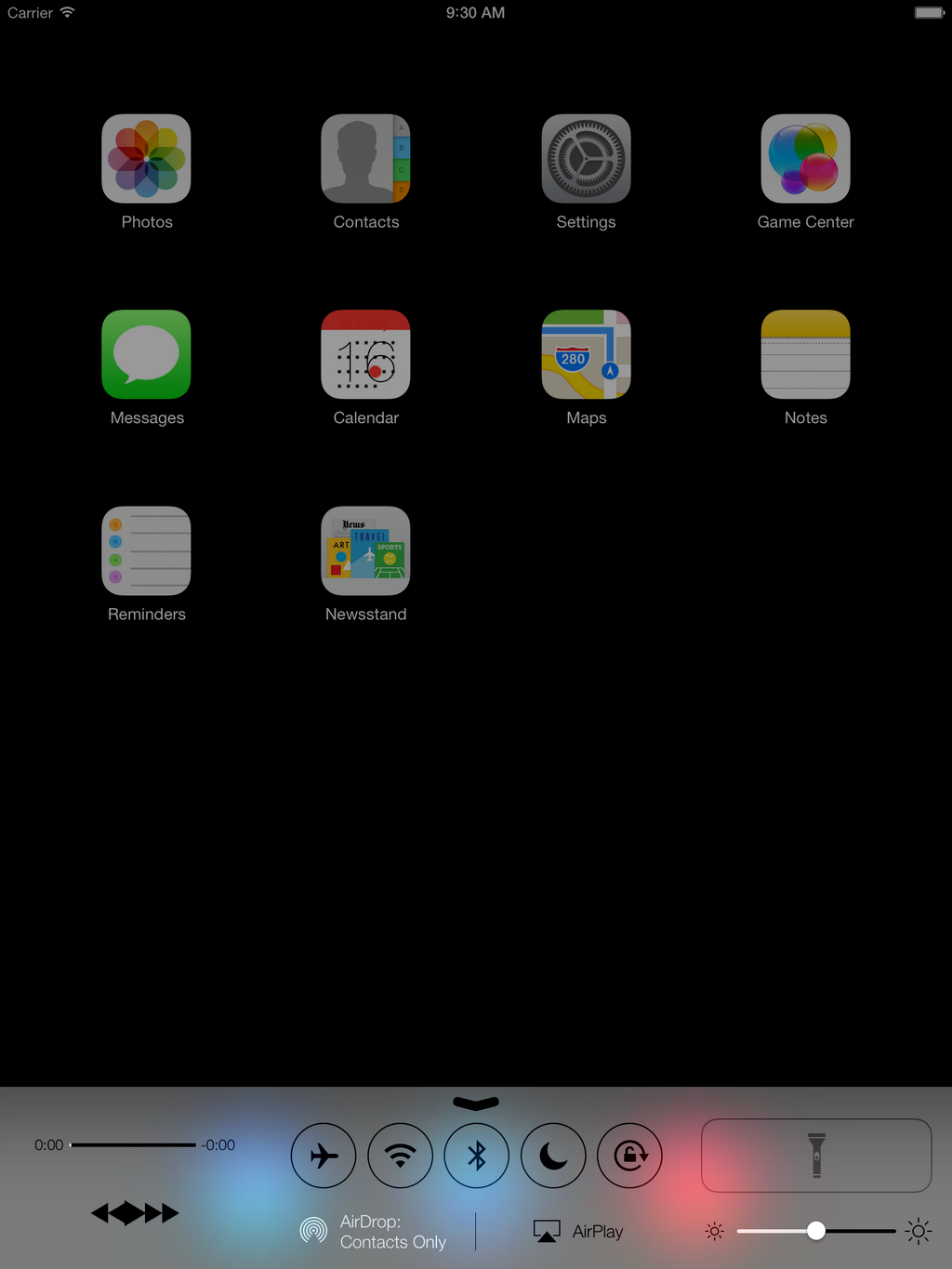 iOS 7: Control Center auf dem iPad iOS 7: Control Center auf dem iPad
