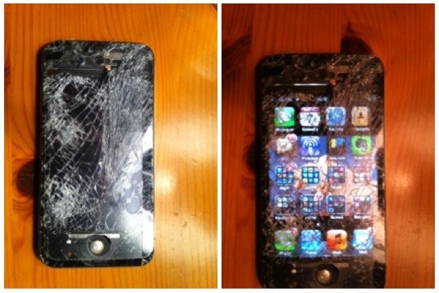 iPhone 4S nach Sturz aus 60 Metern, Foto: Joby Ingram-Dodd iPhone 4S nach Sturz aus 60 Metern, Foto: Joby Ingram-Dodd