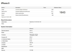iPhone 5: Ergebnis Geekbench