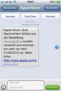 iPhone-5-Versandbestätigung per SMS