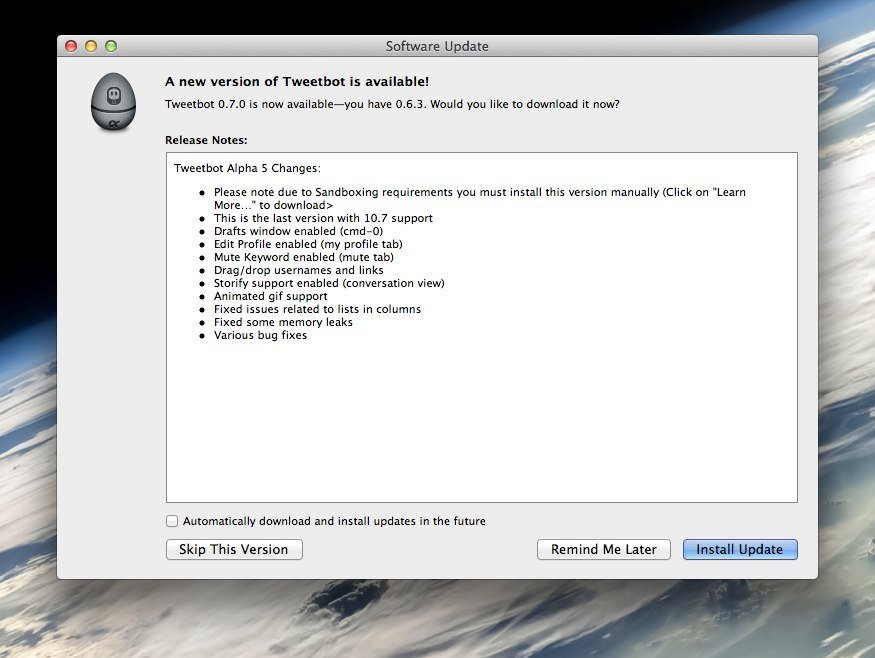 Tweetbot Update auf Version 0.7.0 Alpha 5