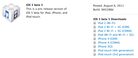 iOS 5 Beta 5 iOS 5 Beta 5
