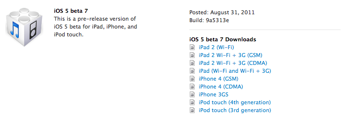 iOS 5 Beta 7 iOS 5 Beta 7