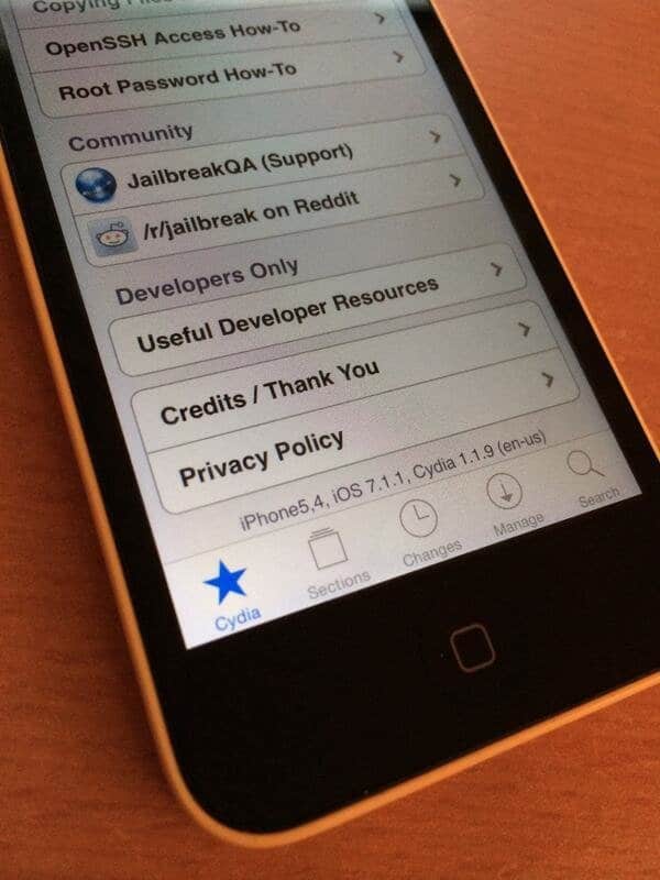 iOS 7.1.1 jailbroken auf iPhone 5c iOS 7.1.1 jailbroken auf iPhone 5c