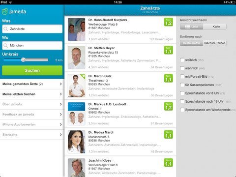 jameda Arztsuche 3.0.0 auf dem iPad jameda Arztsuche 3.0.0 auf dem iPad